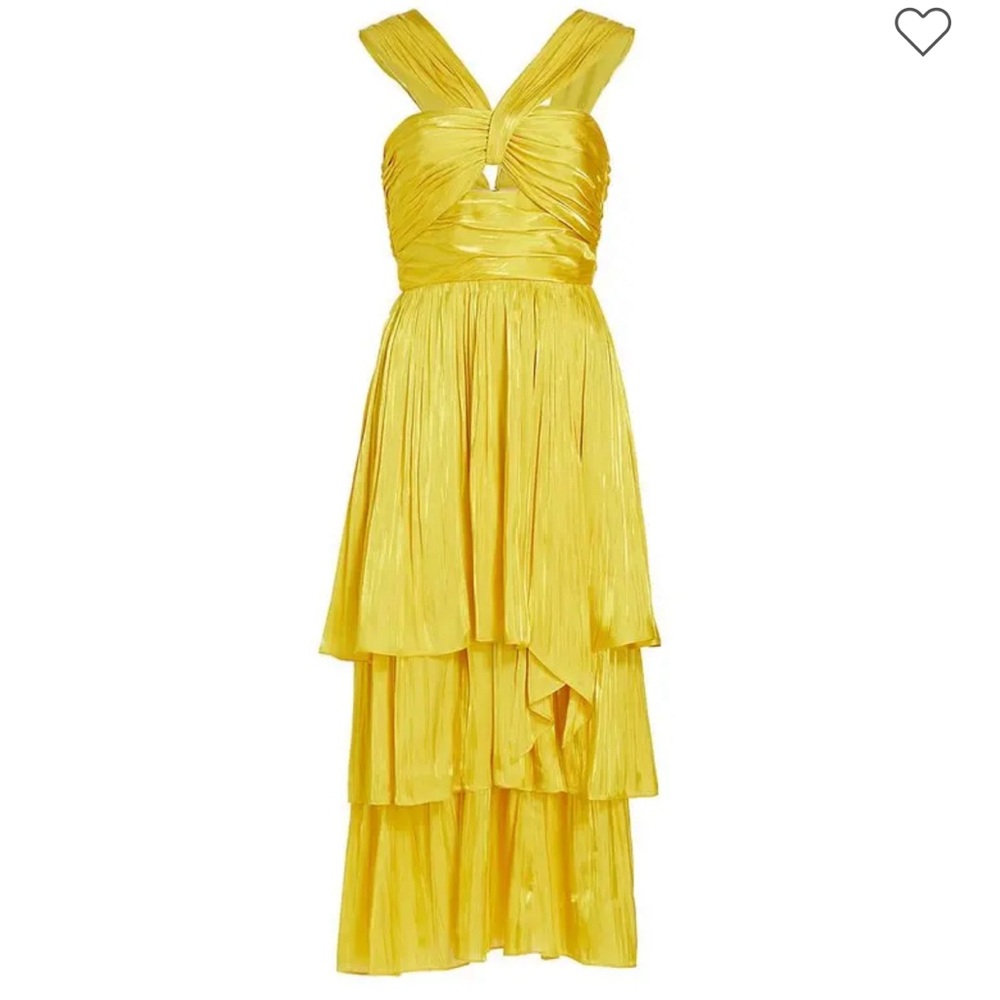 Cinq a Sept Malia Pleated Satin Midi-Dress